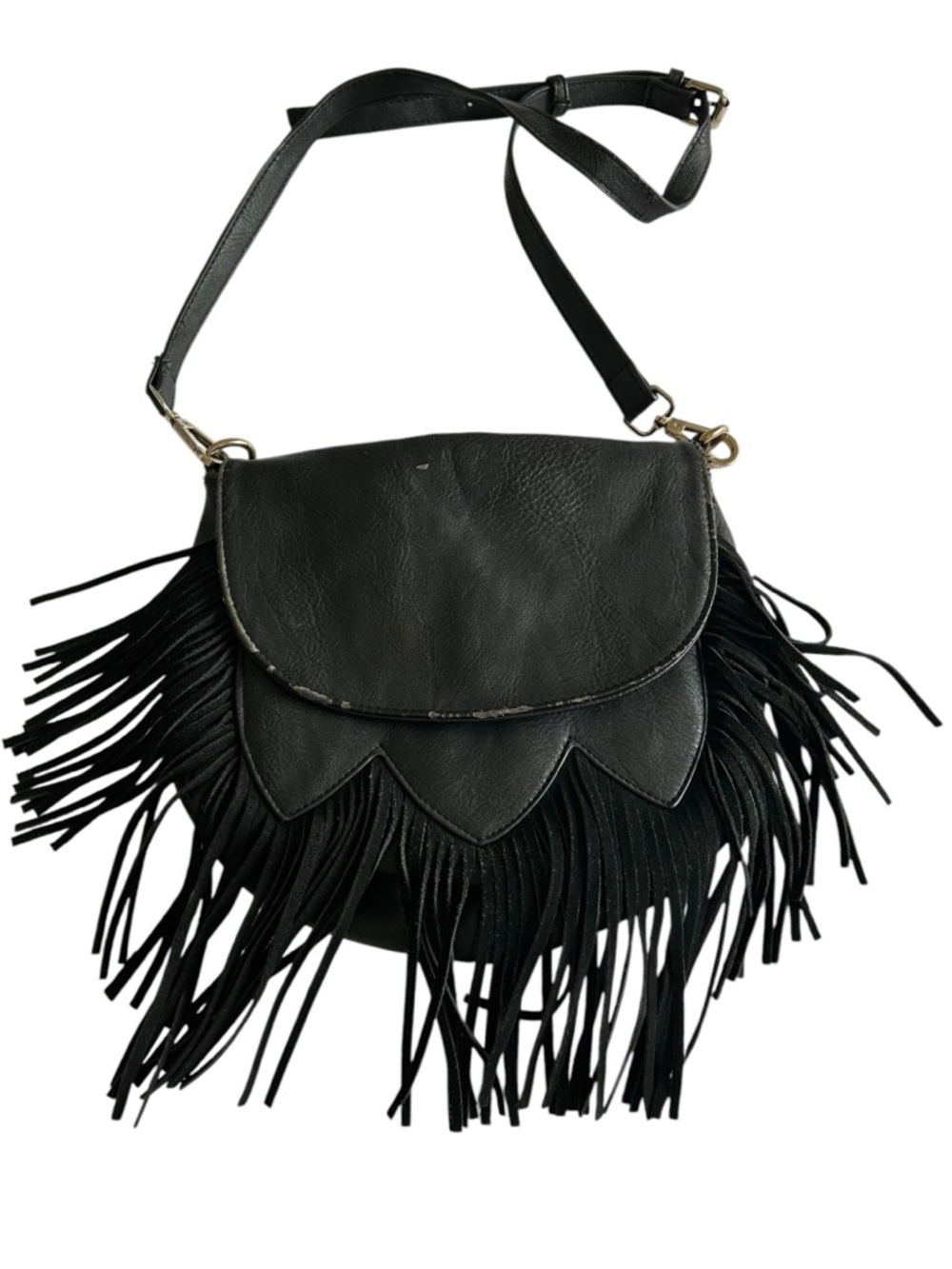 Sole Society Black Leather Fringe Crossbody